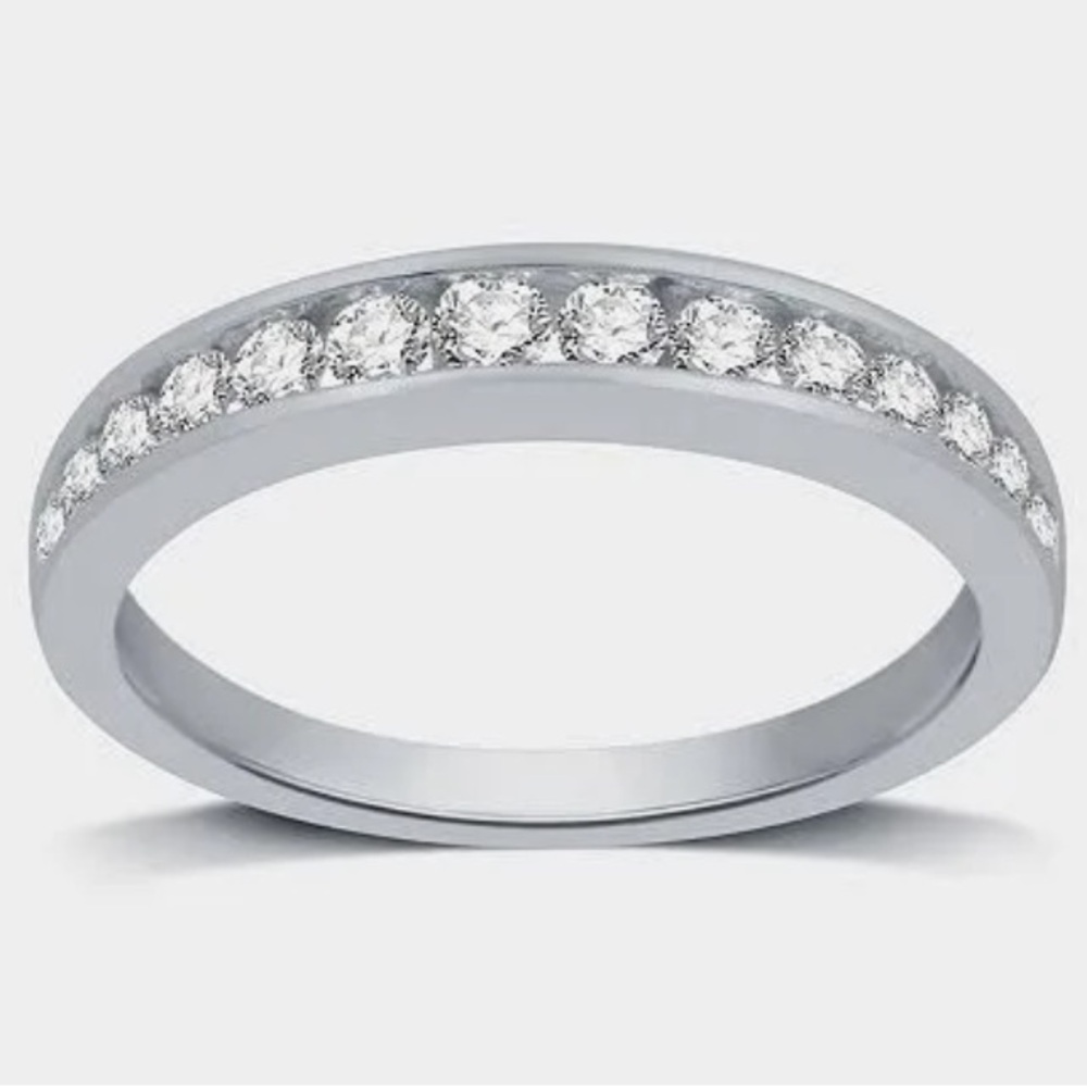10K white gold channel ring 1/2 Carat T.W. Diamond Channel Wedding Band size 7